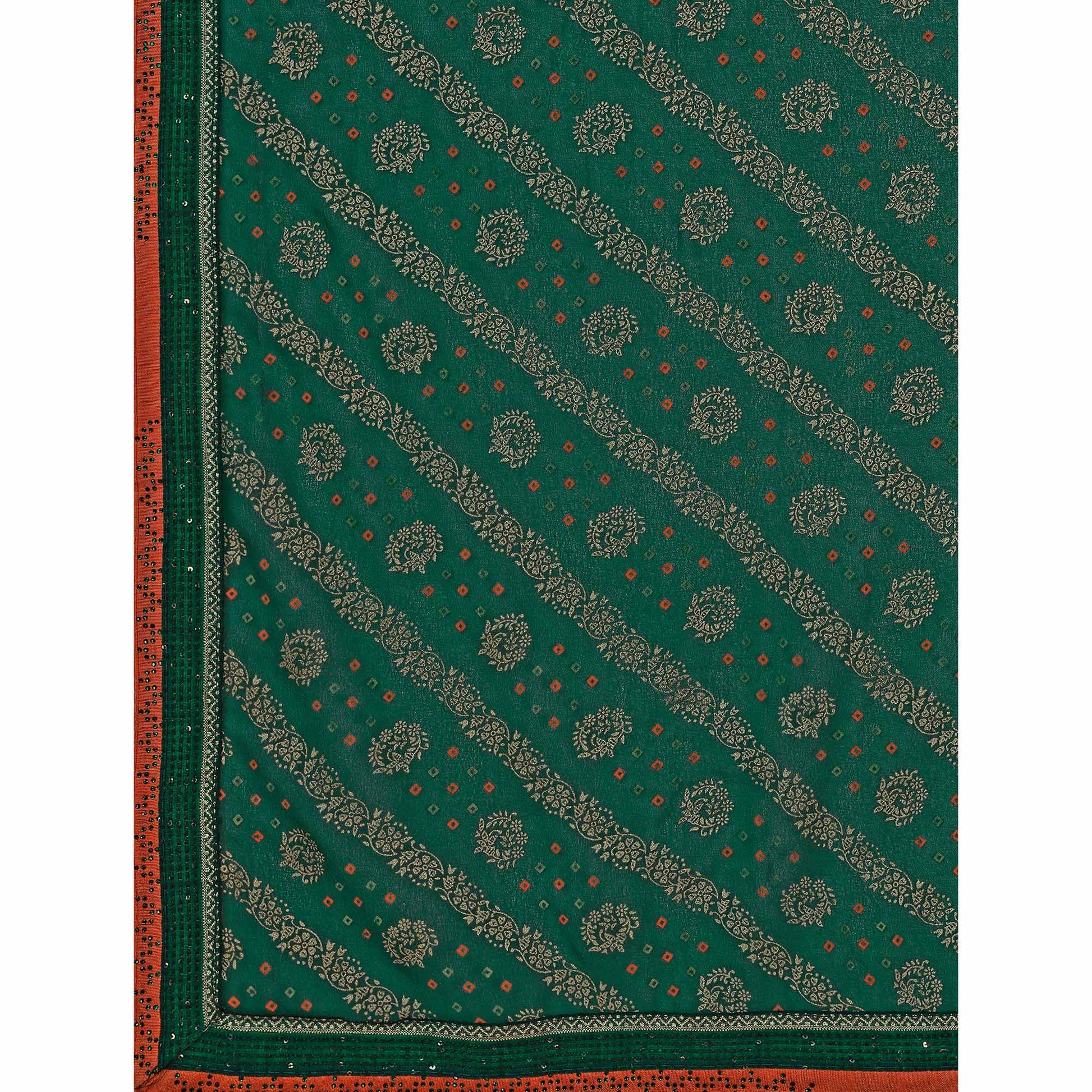 green-floral-foil-printed-chiffon-saree-with-lace-border