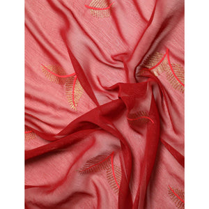 Maroon Sequins Embroidered Chiffon Saree With Tassels