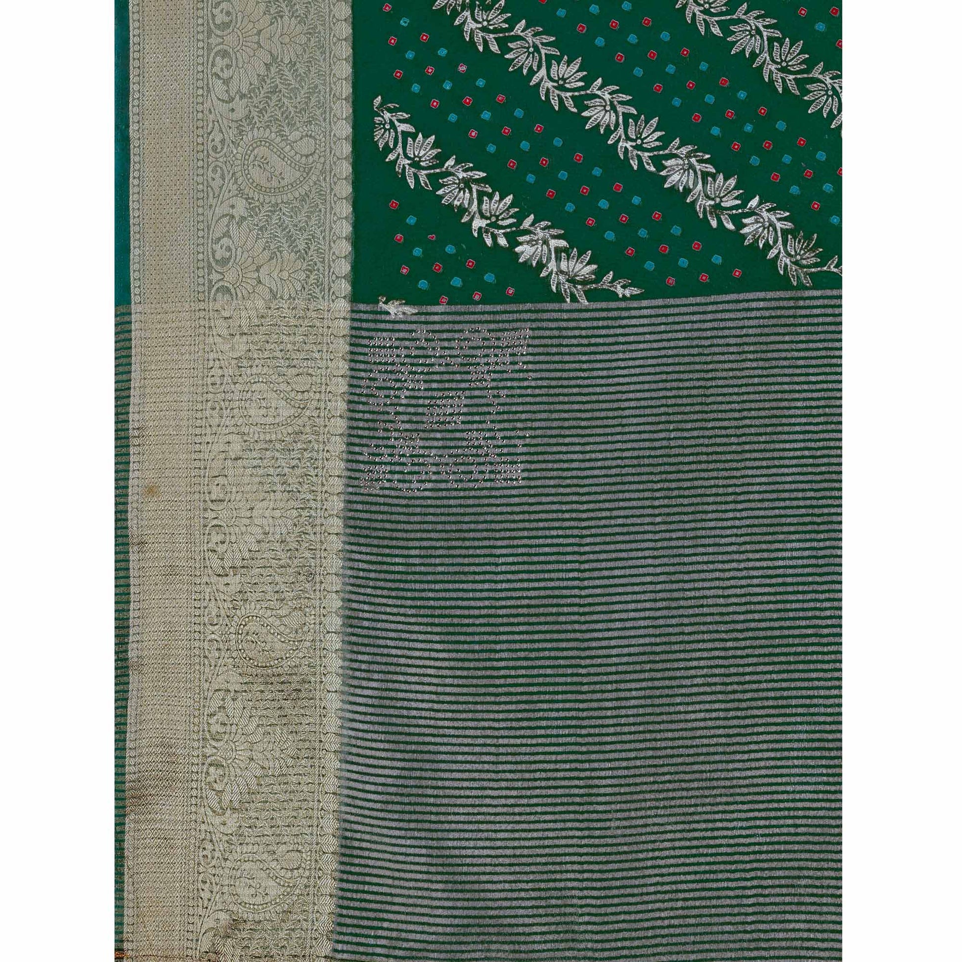 green-foil-printed-organza-saree-with-woven-border
