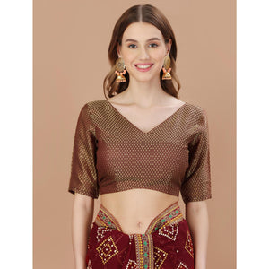 Brown Bandhani Printed Chiffon Saree