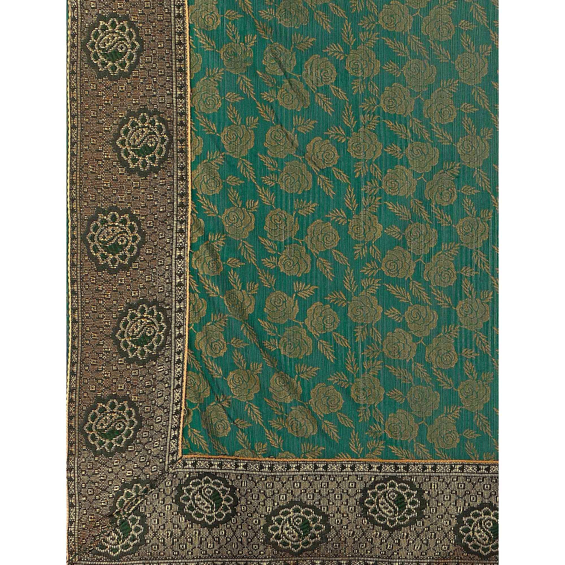 green-floral-handloom-woven-rayon-saree
