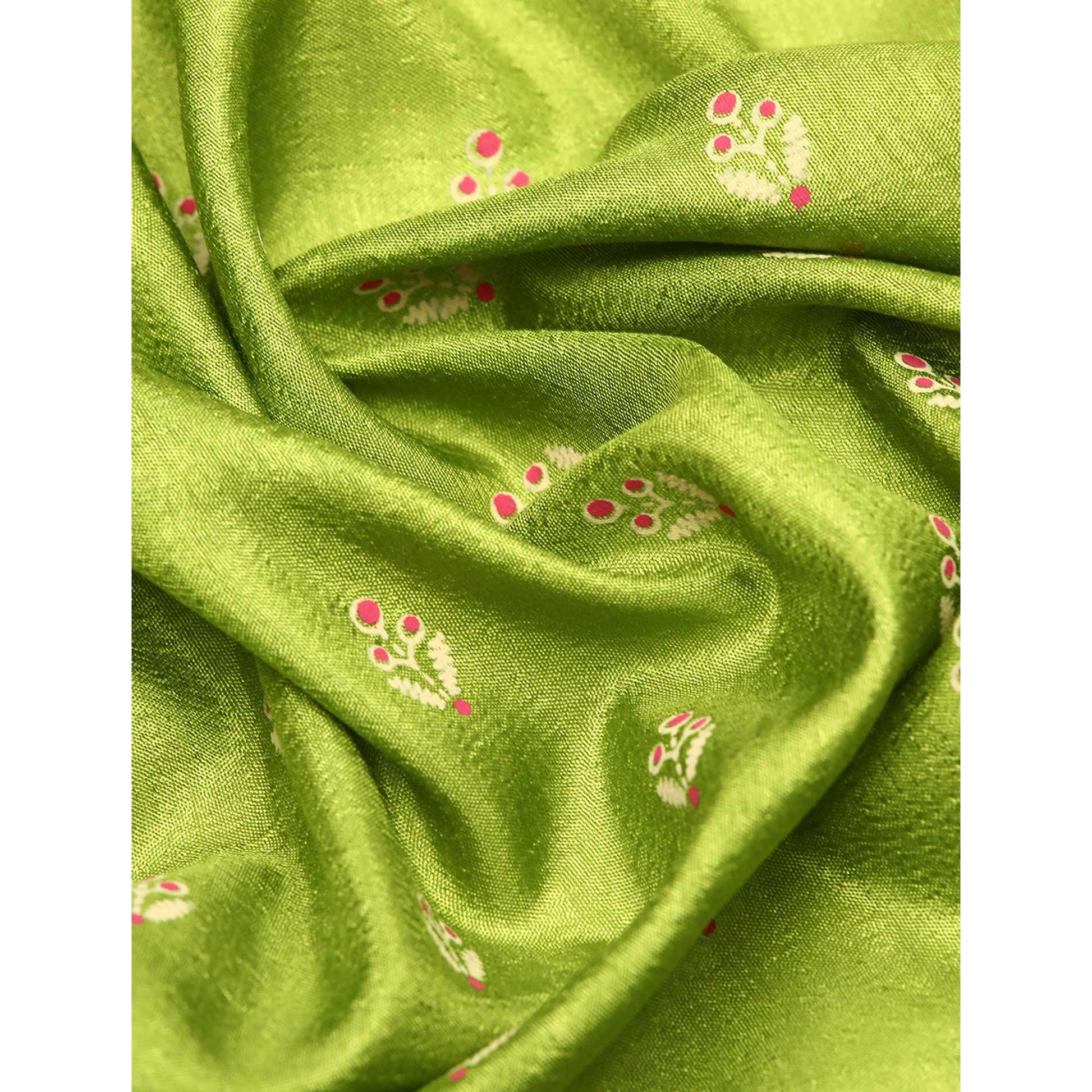 green-floral-printed-vichitra-silk-saree-with-tassels