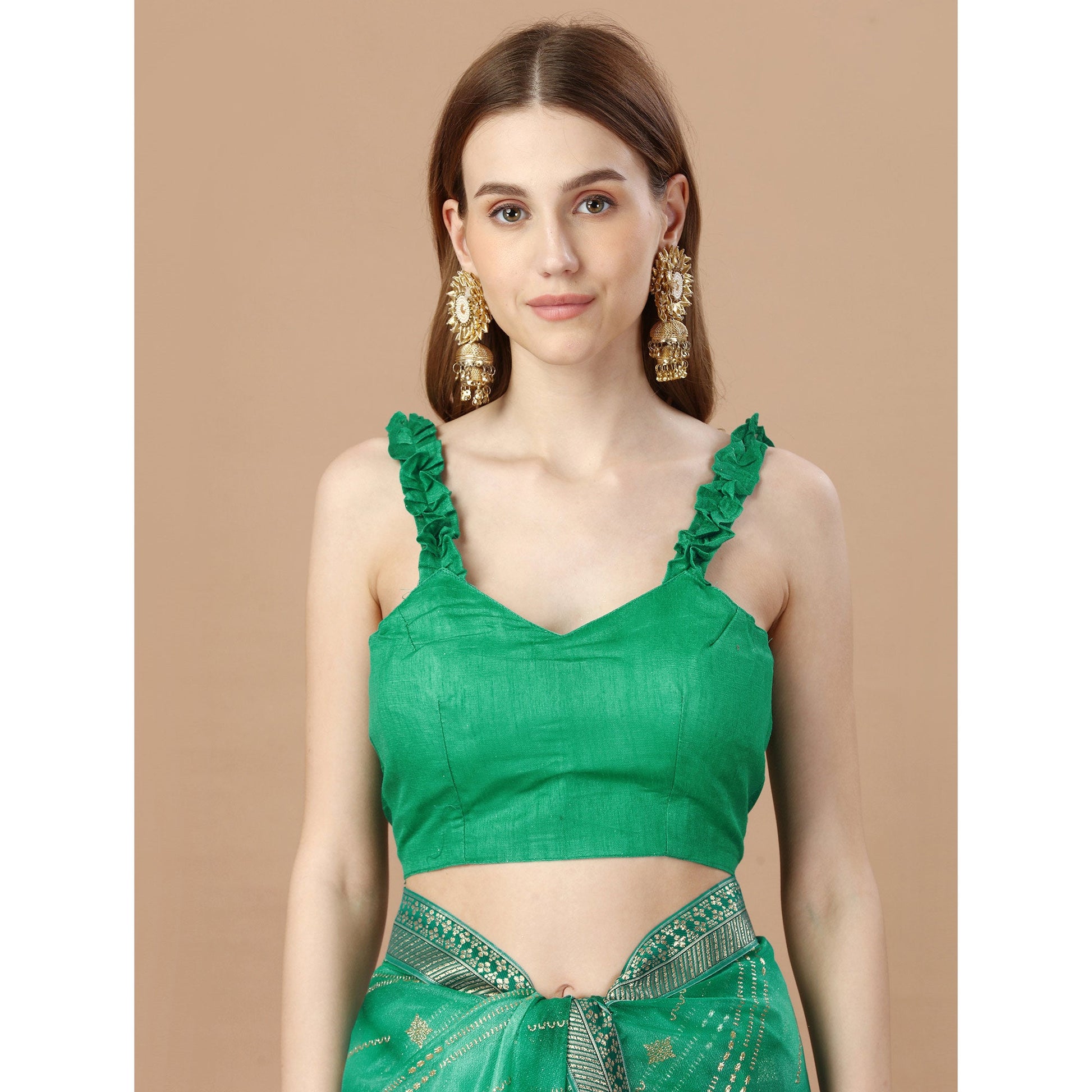 green-zari-work-chiffon-saree-lace-border