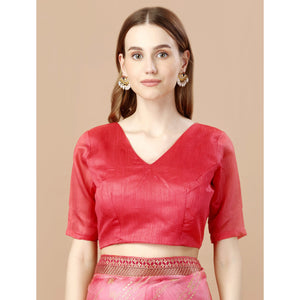 Gajari Pink Zari Work Chiffon Saree Lace Border