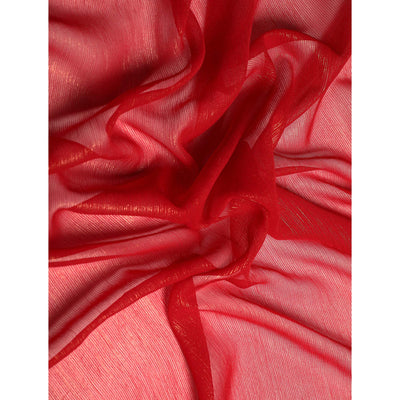 Maroon Solid With Woven Border Chiffon Saree With Tassels