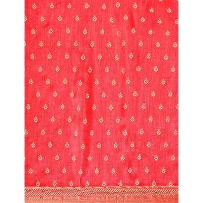 Gajri Pink Floral Printed Vichitra Silk Saree With Tassels