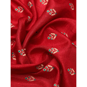 Maroon Floral Printed Vichitra Silk Saree With Tassels