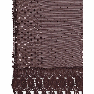 Brown Sequins Embroidered Lycra Saree