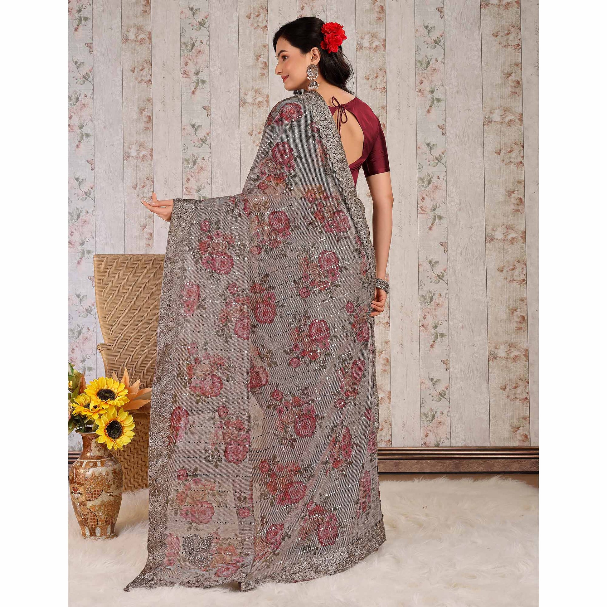 grey-floral-digital-printed-lycra-saree-with-embroidered-border