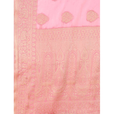 Light Pink Woven Chiffon Saree