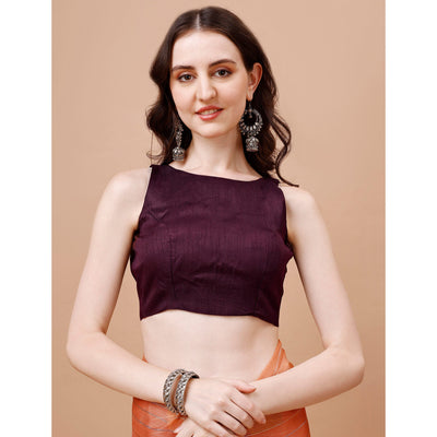 Brown Zari Woven Chiffon Saree