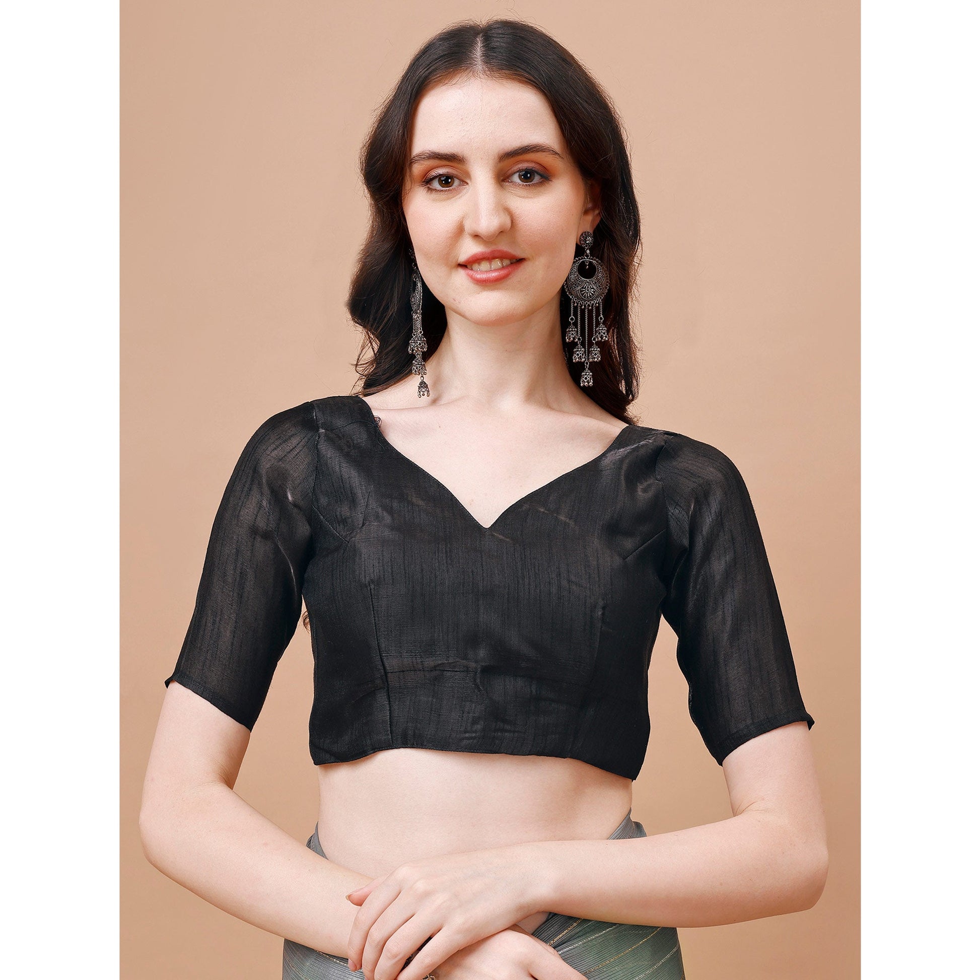 Grey Zari Woven Chiffon Saree