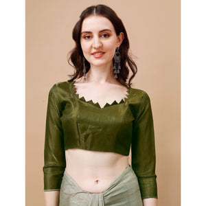 Mehendi Green Zari Woven Chiffon Saree