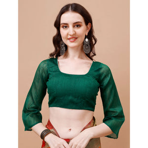green-brown-floral-printed-vichitra-silk-saree