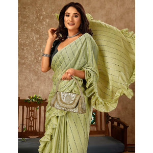 green-tikki-work-lycra-ready-to-wear-ruffle-saree