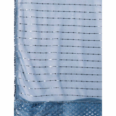 Blue Tikki Work Lycra Saree With Embroidered Border