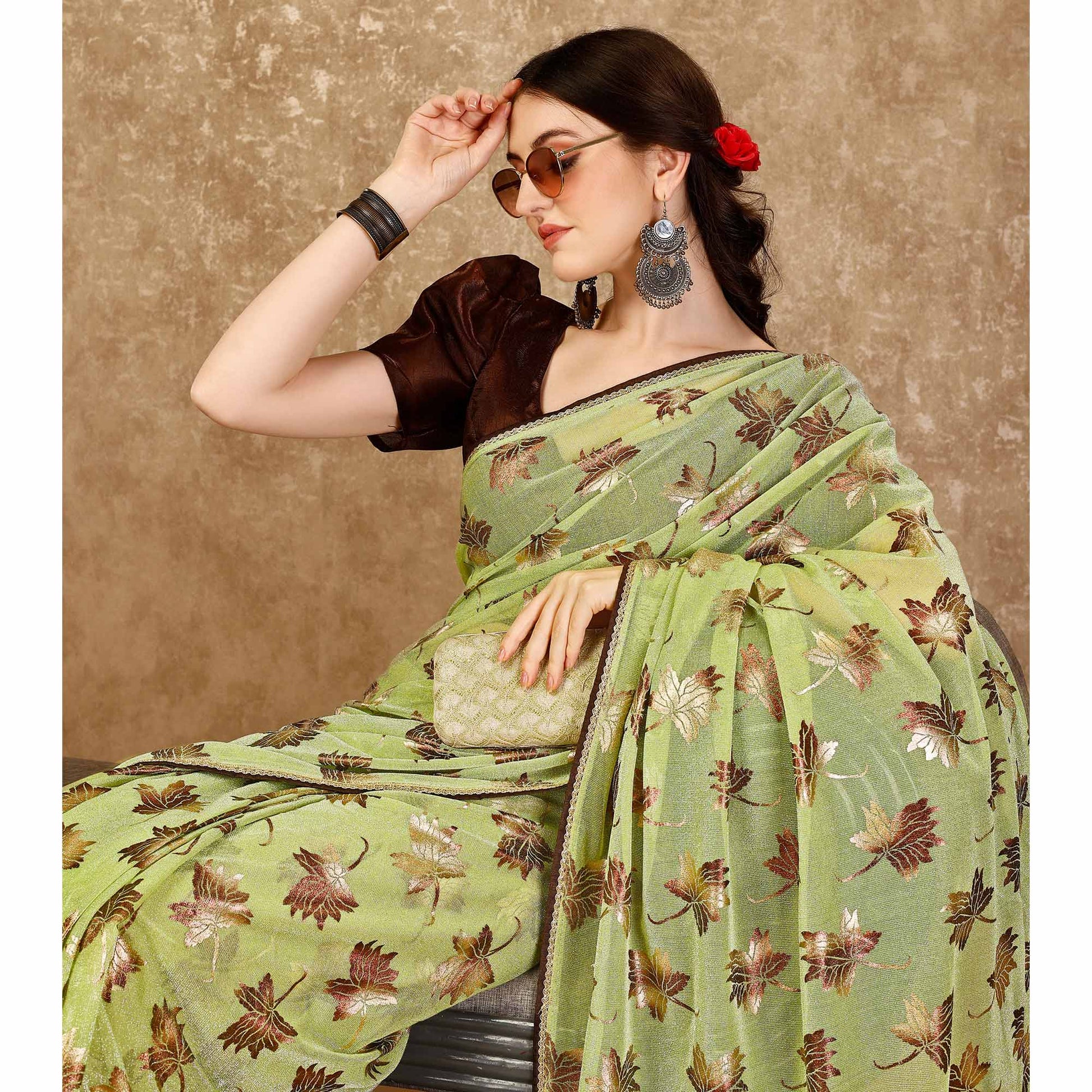 green-foil-printed-lycra-ready-to-wear-saree