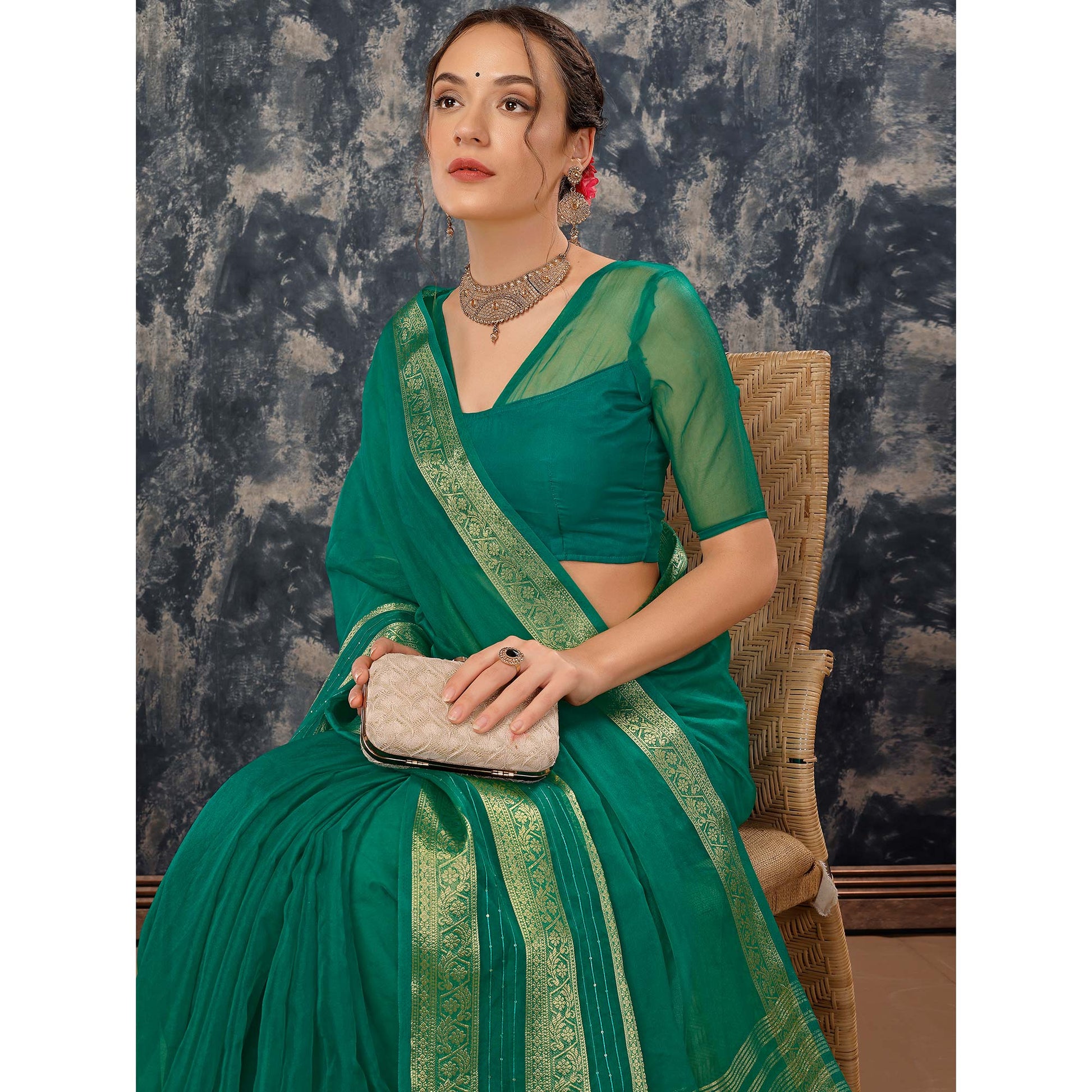 green-floral-zari-woven-organza-saree