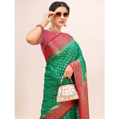 green-woven-dola-silk-saree-with-tassels