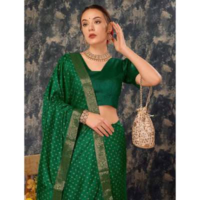 green-floral-foil-printed-vichitra-silk-saree-with-lace-border
