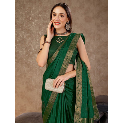 green-floral-swarovski-work-vichitra-silk-saree-with-lace-border