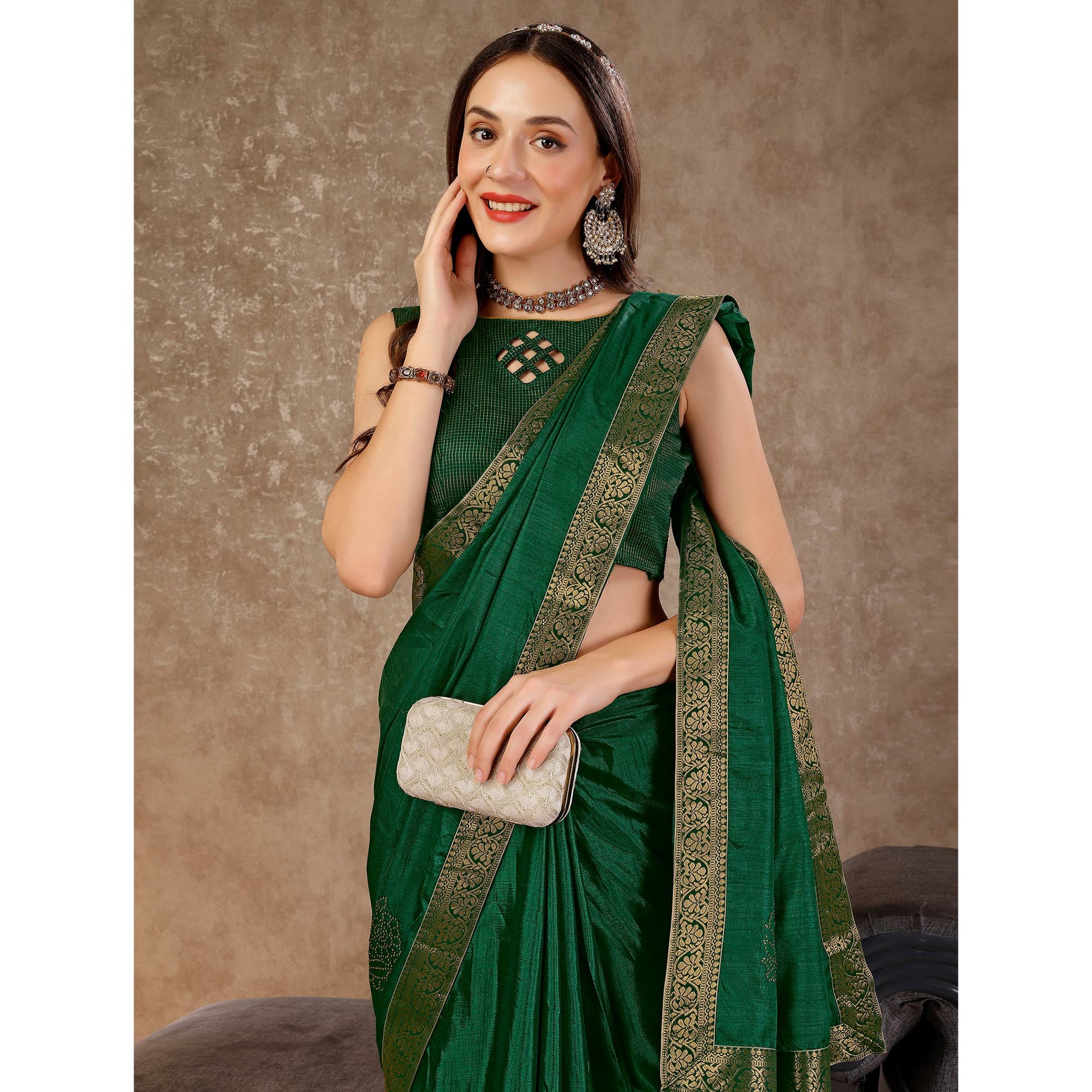 green-floral-swarovski-work-vichitra-silk-saree-with-lace-border