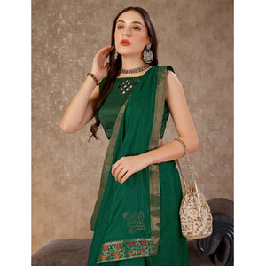 green-swarovski-work-vichitra-silk-saree-lace-border