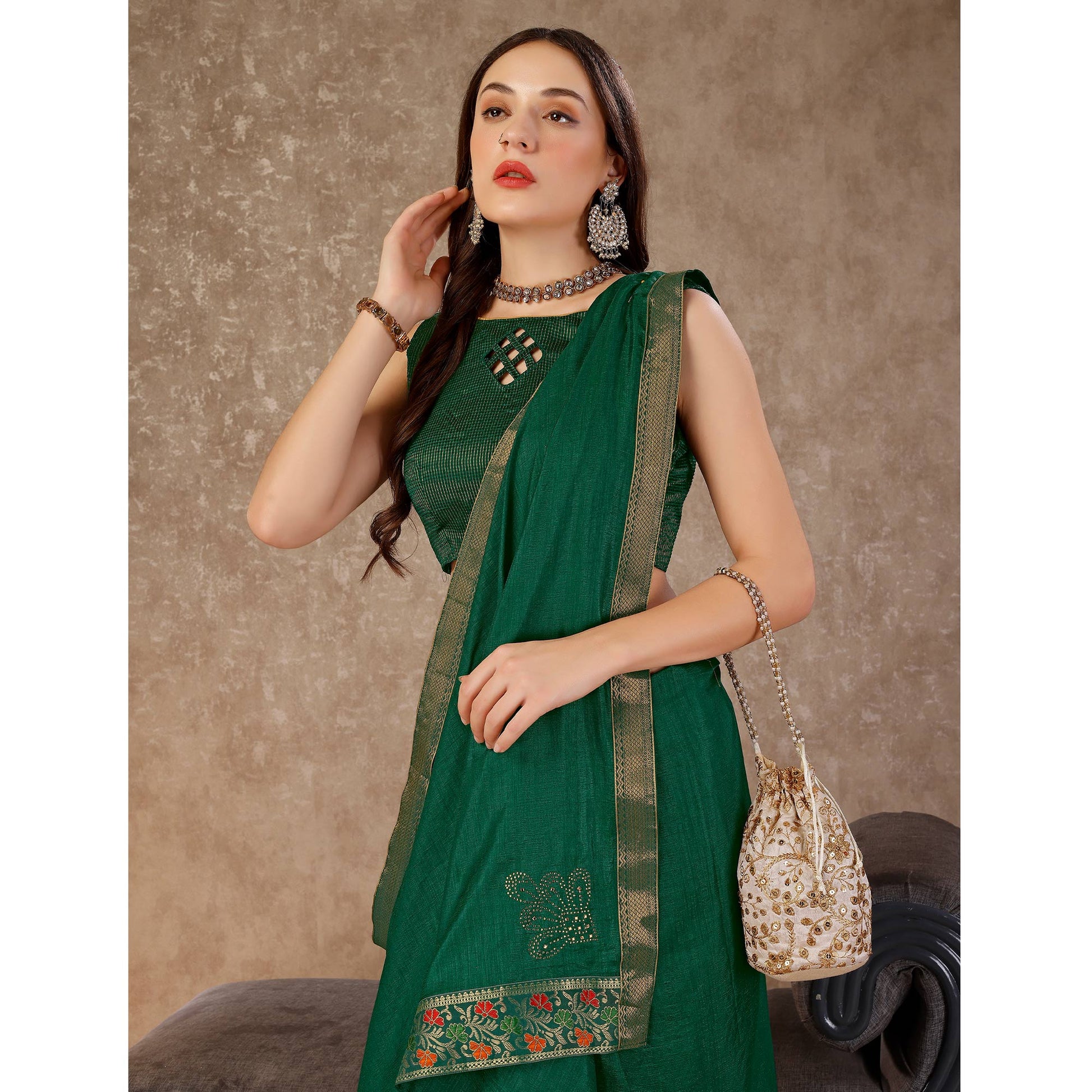 green-swarovski-work-vichitra-silk-saree-lace-border