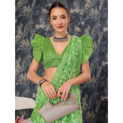 green-geometric-printed-chiffon-saree-with-lace-border