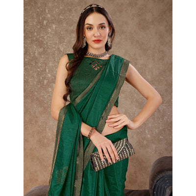 green-swarovski-work-vichitra-silk-saree-with-lace-border