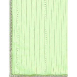 Light Green Zari Striped With Swarovski Work Chiffon Saree