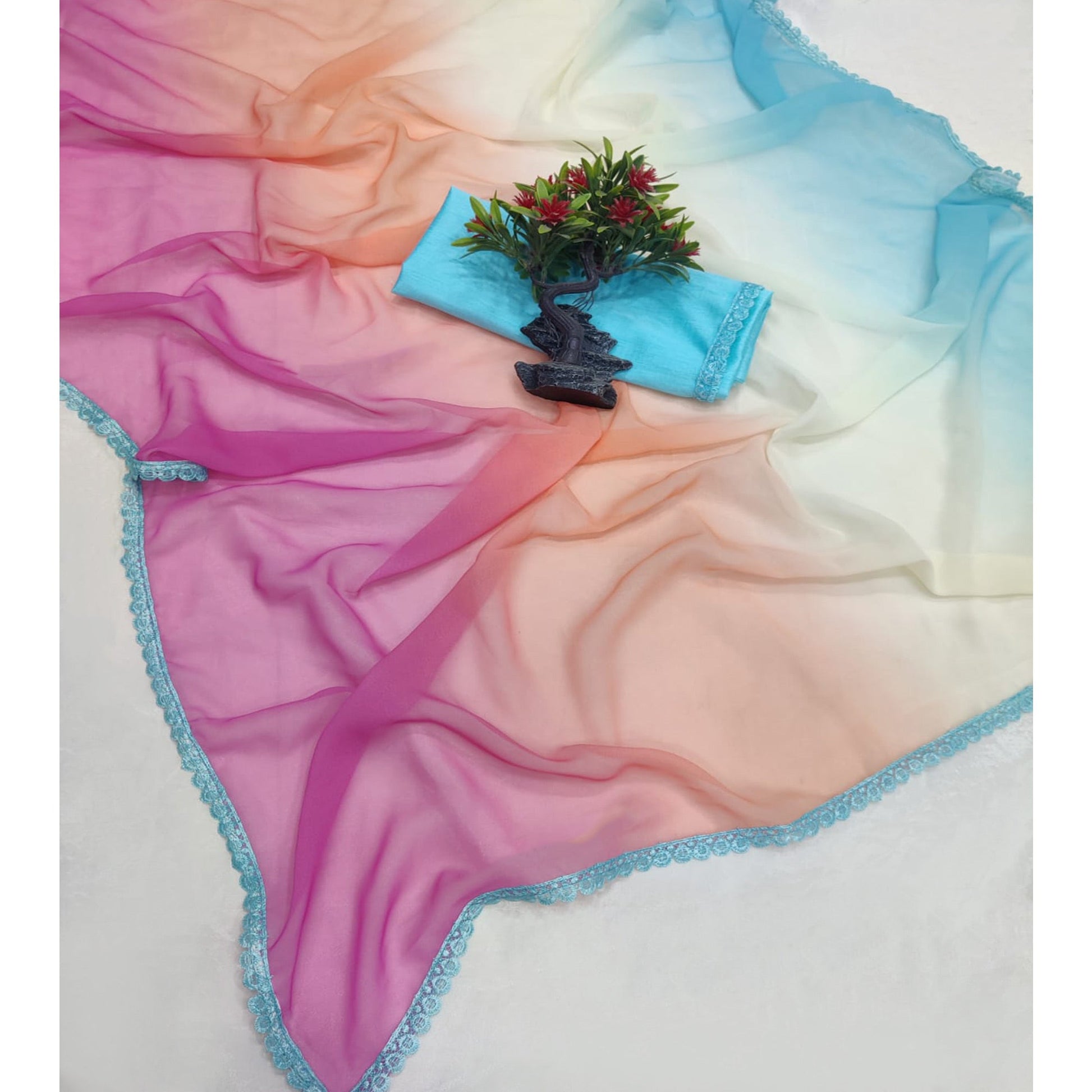 Multicolor Digital Printed Georgette Saree