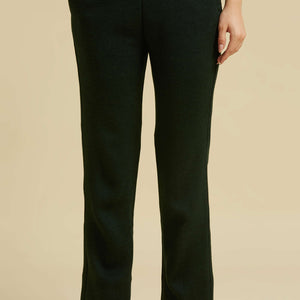 Bottle Green Woven Woolen Straight Top Bottom Set