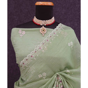 green-floral-sequins-embroidered-art-silk-crush-saree-4