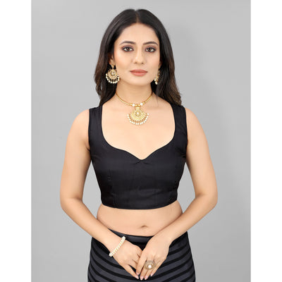 Grey Striped Printed Art Silk Saree