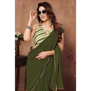 green-woven-checks-ready-to-wear-georgette-saree