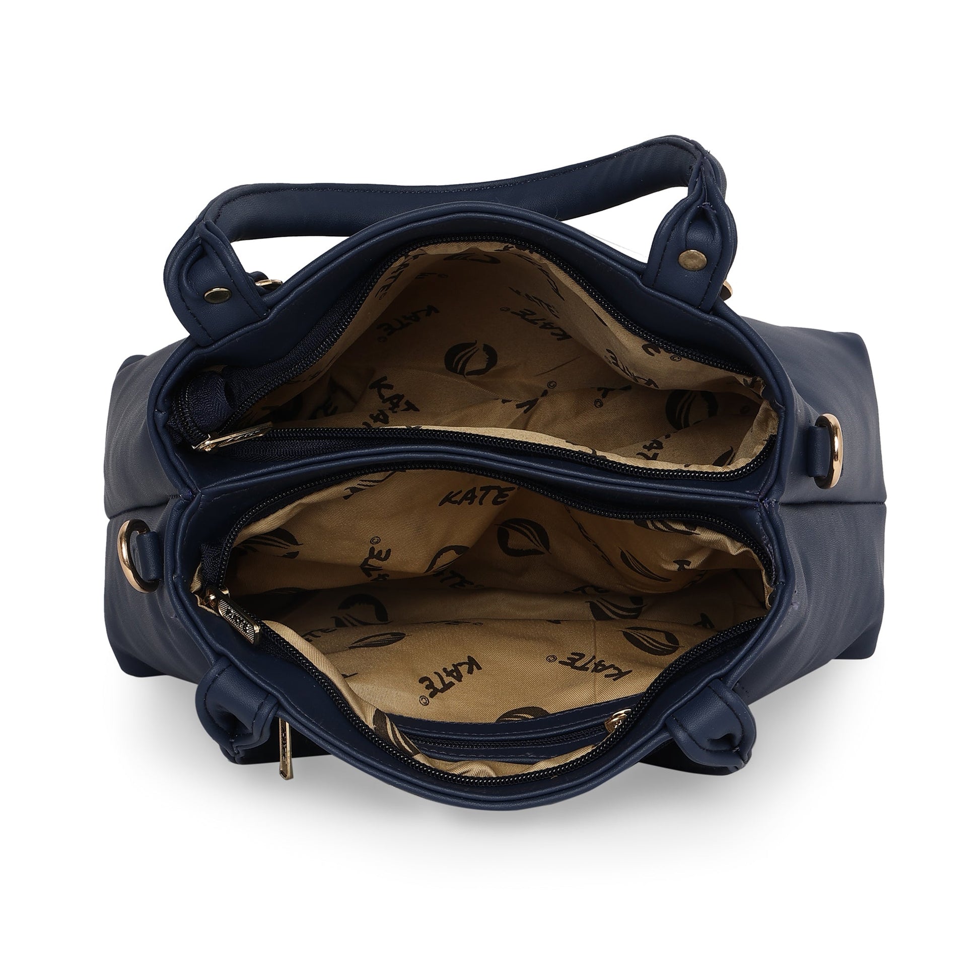 Blue Women Vegan Leather Handbag With Belt