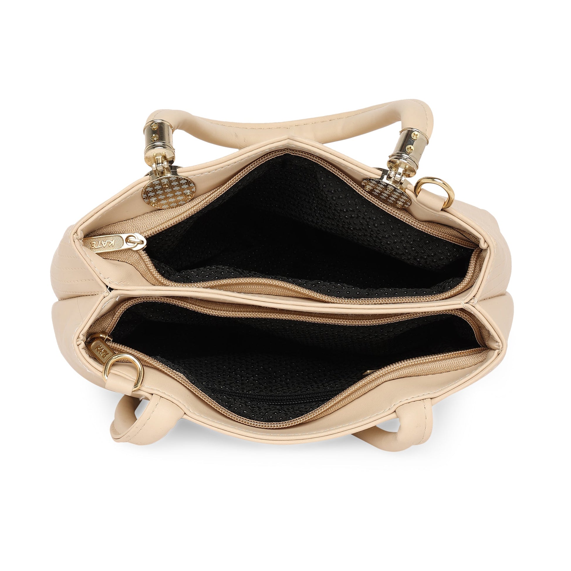 Cream Women Vegan Leather Handbag With Belt