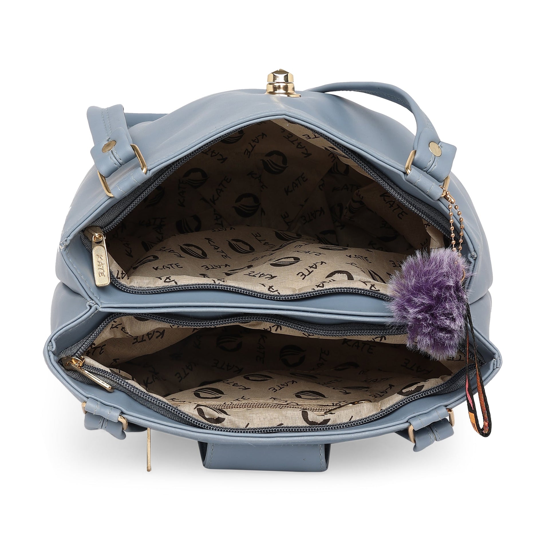 Grey Women Vegan Leather Handbag With Belt