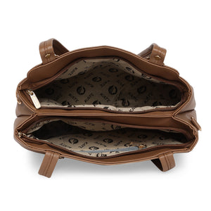Brown Women Vegan Leather Handbag With Belt