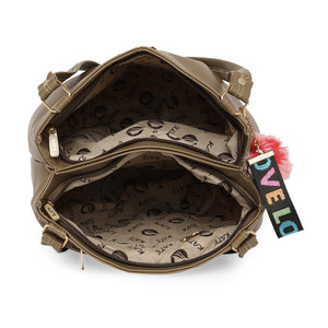 Coffee Brown Women Vegan Leather Handbag With Belt