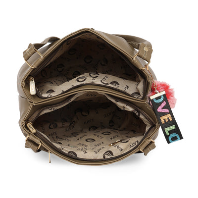 Coffee Brown Women Vegan Leather Handbag With Belt