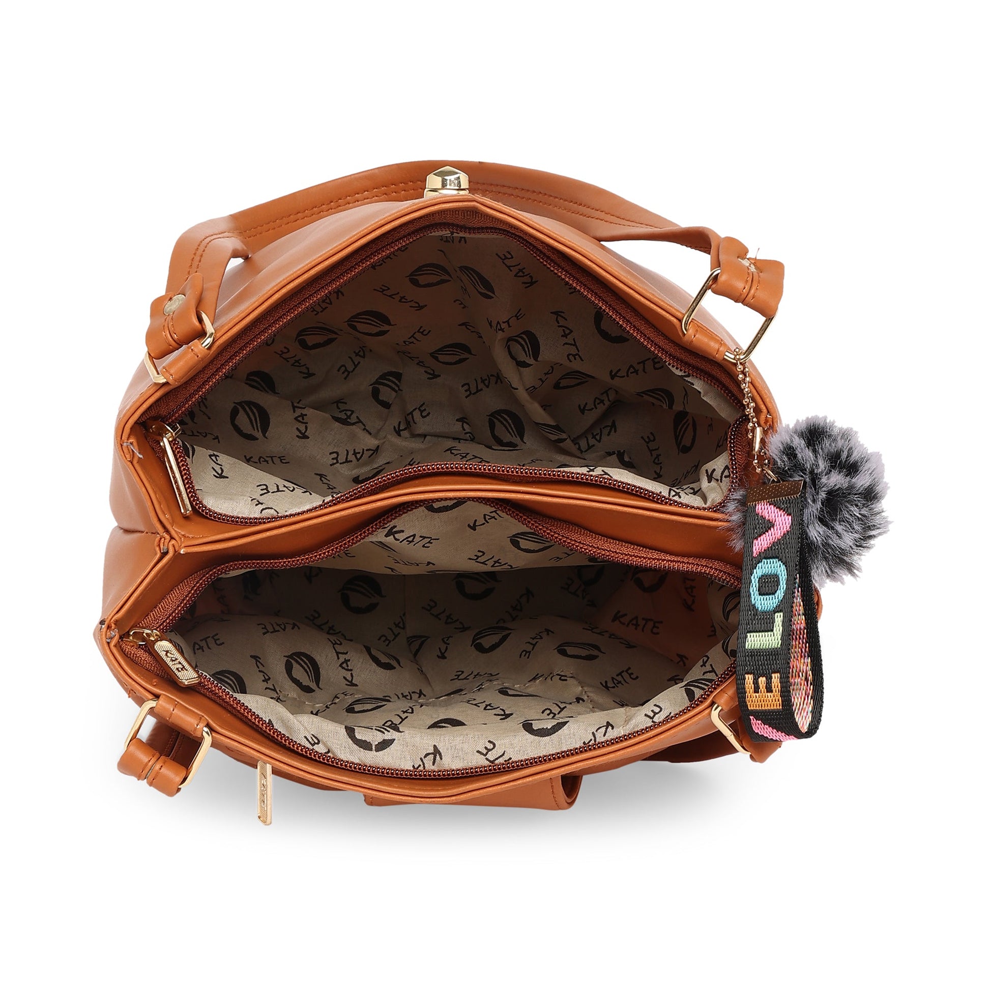 Brown Women Vegan Leather Handbag With Belt