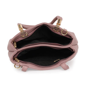 Mauve Women Vegan Leather Handbag With Belt