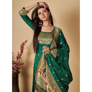 green-floral-woven-banarasi-silk-paithani-dress-material-2
