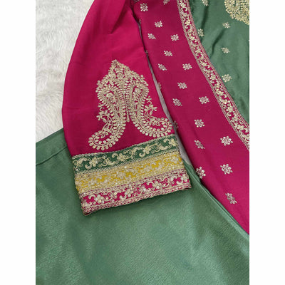 green-embroidered-sequins-work-chinon-semi-stitched-salwar-suit