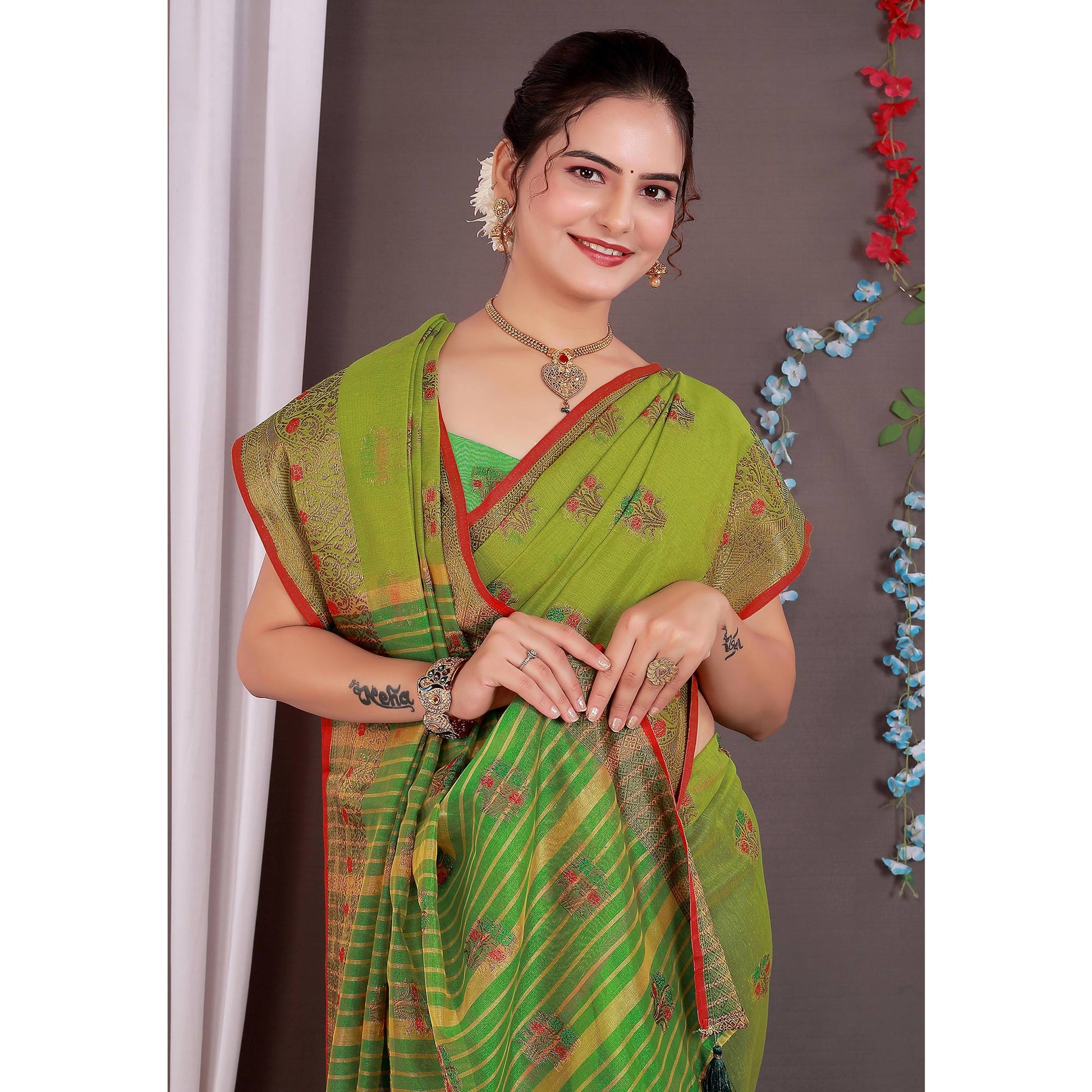 orange-floral-woven-cotton-silk-saree-with-tassels-6