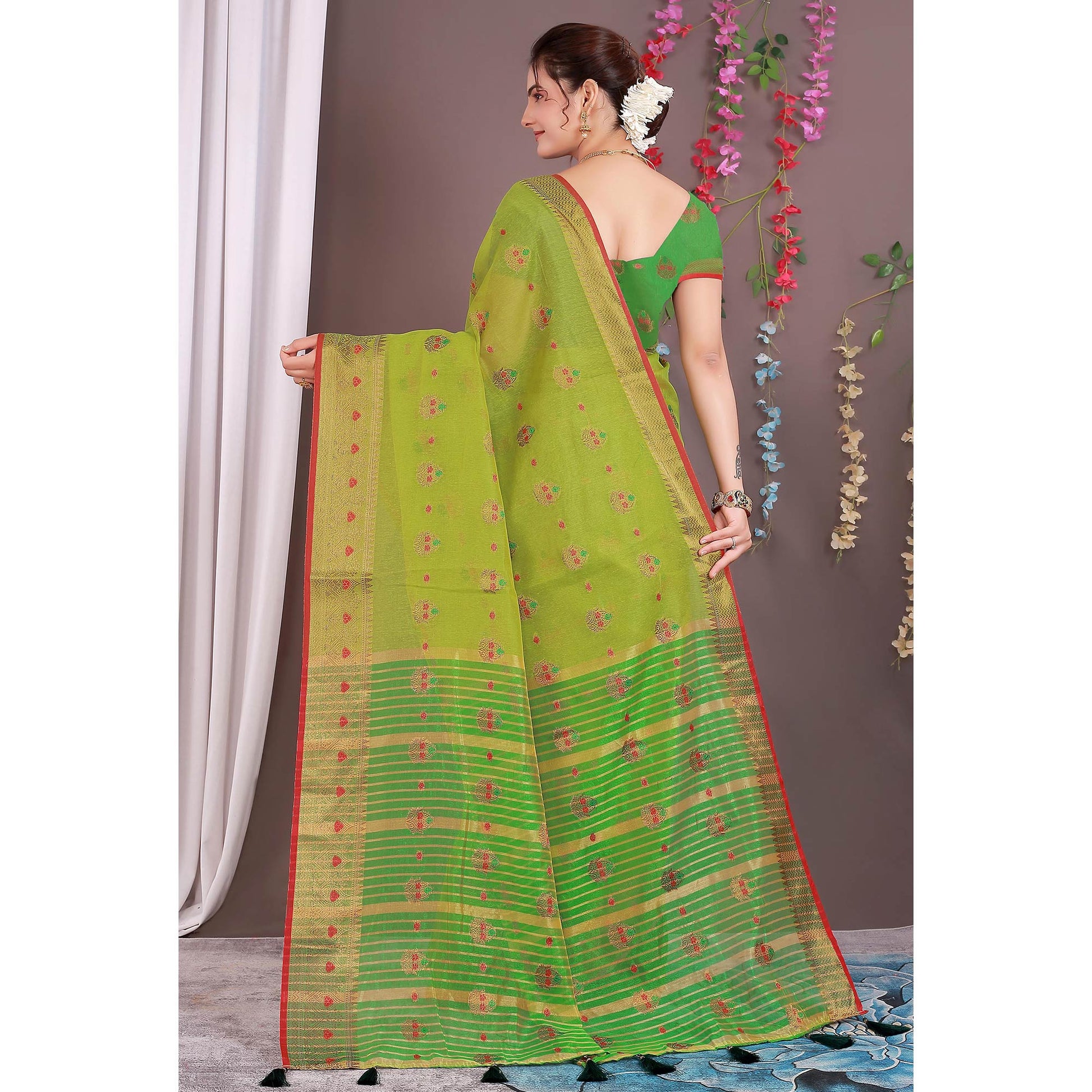 yellow-floral-woven-cotton-silk-saree-with-tassels-10