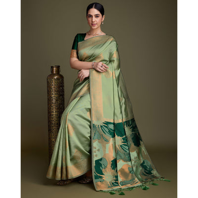 green-floral-woven-banarasi-silk-saree-7
