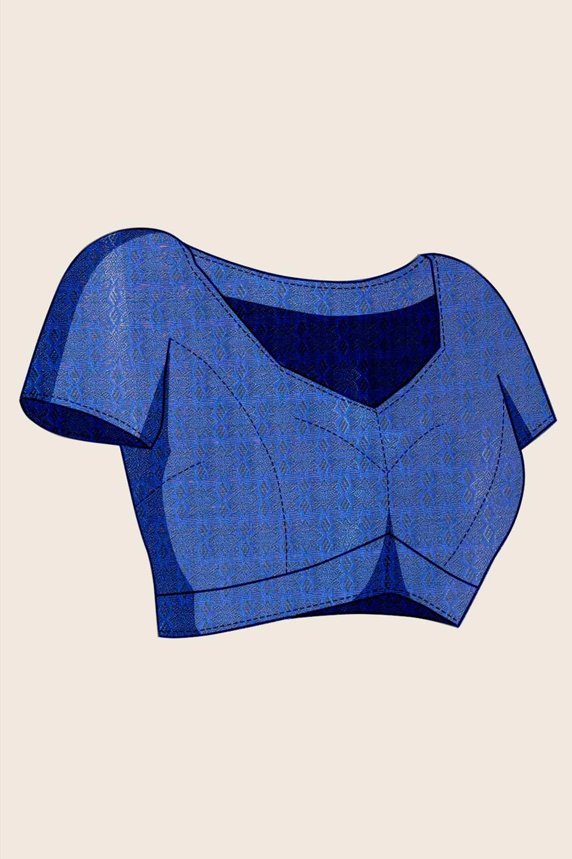 Blue Zari Weaving Mysore Brocade Silk Saree